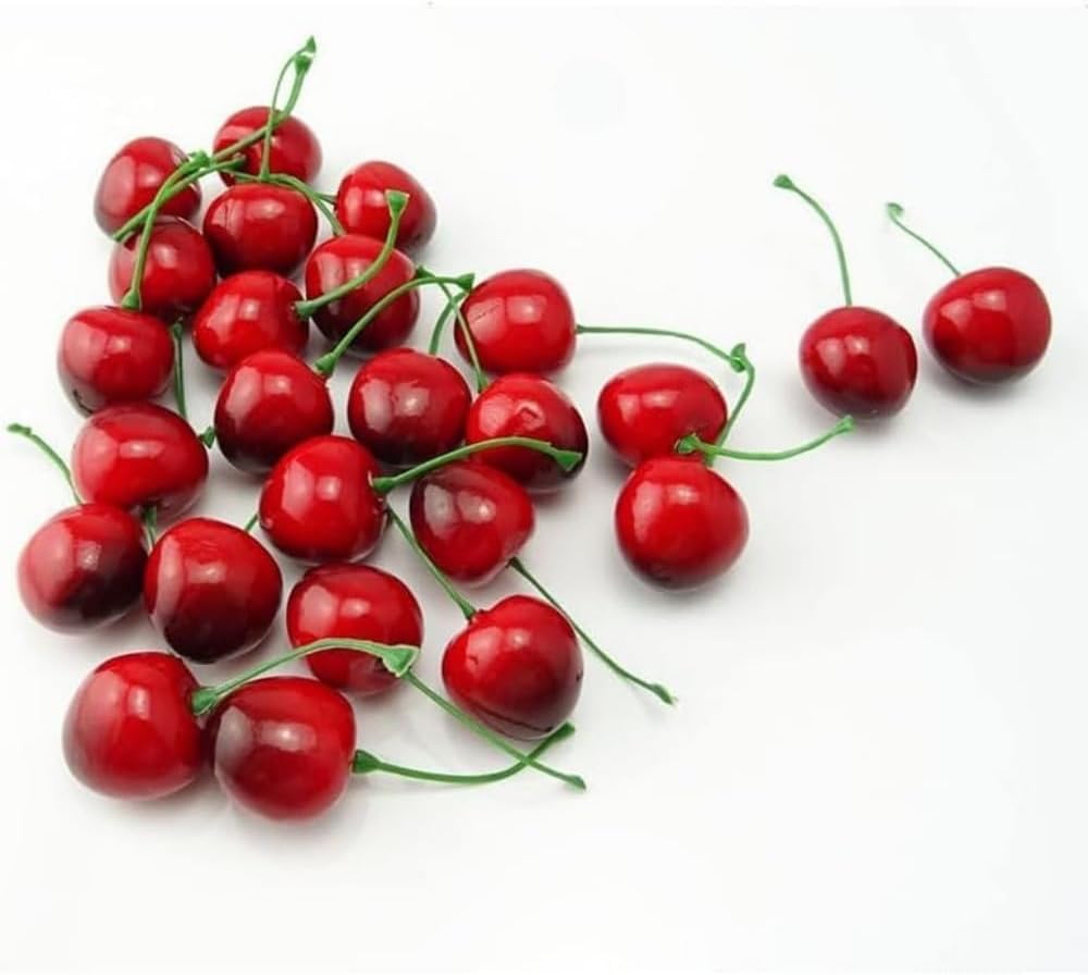 20Pcs Artificial Cherries Decor Faux Fruit Ornament