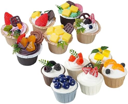 6 Pcs Artificial Cupcake Set for Decor and Photography