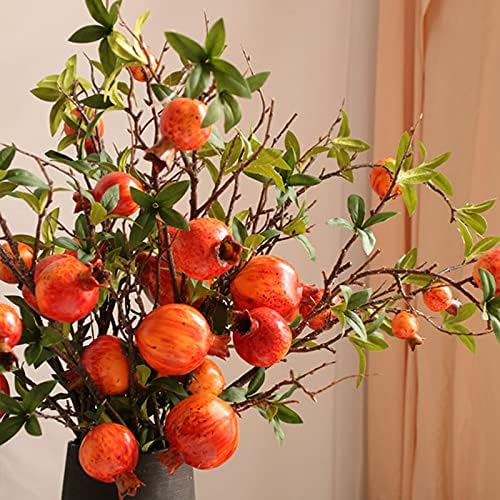 Belupai 3PCS Artificial Pomegranate Flower Stem Red
