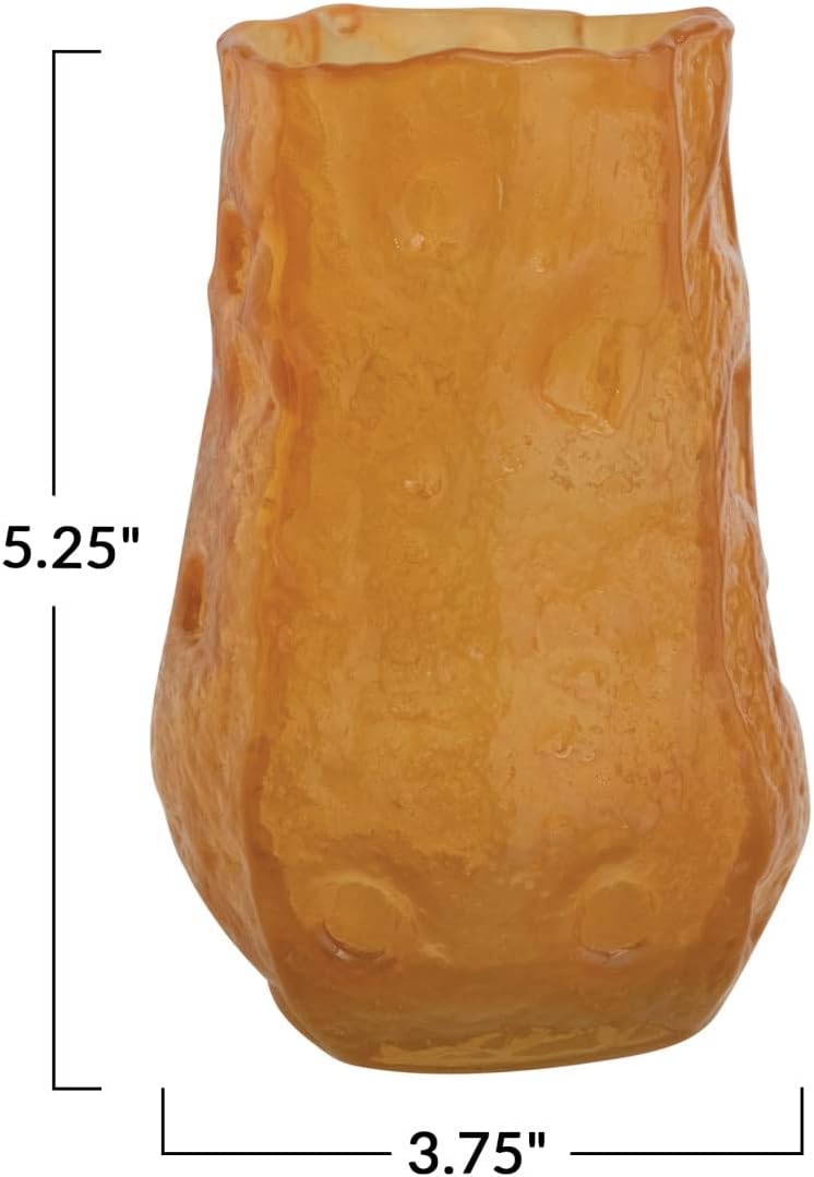 Creative Co-Op Organic Shaped Glass Candle Holder Orange Vase