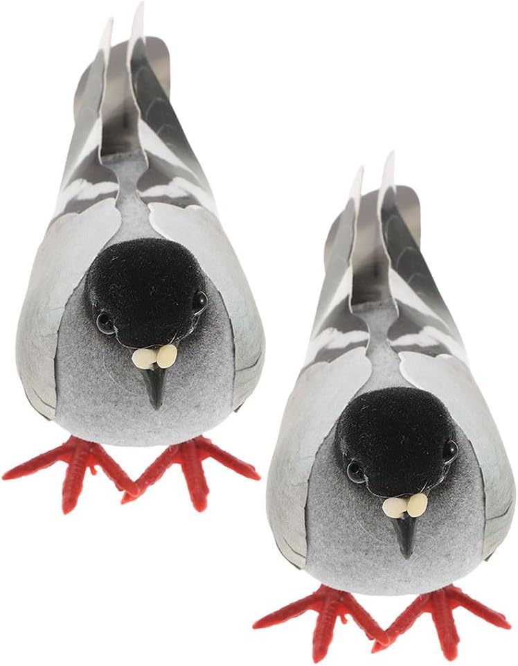 LOGOFUN 2pcs Artificial Grey Dove Figure Garden Decor Photo Prop