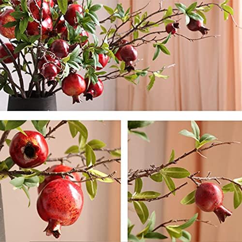 Belupai 3PCS Artificial Pomegranate Flower Stem Red
