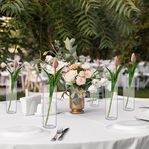 30pcs Clear Glass Cylinder Vases for Centerpieces Wedding Decorations