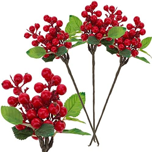 Crimson Red Artificial Berries 3 Pack for Decor