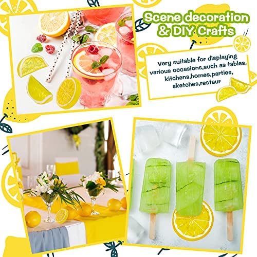 WILLBOND 42 Pieces Acrylic Lemon Slices Ice Cubes Set