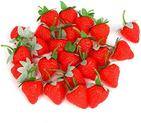FOIMAS Artificial Strawberries 24pcs Lifelike Home Decor Prop