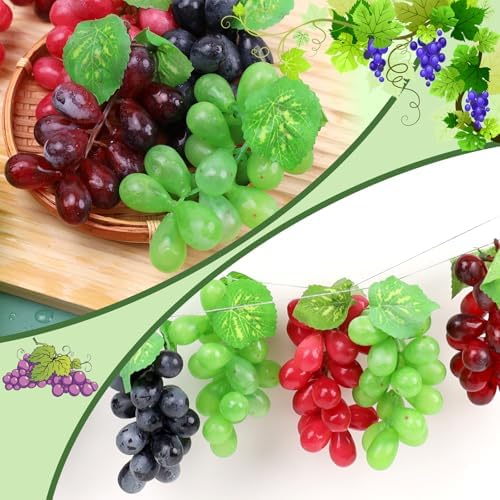 Folmywy Realistic Artificial Grapes Bunches 16 Pack