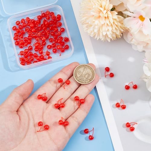 OLYCRAFT 60Pcs Lifelike Plastic Cherries Decorations