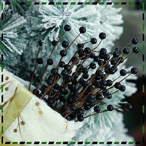 12 Pack Black Christmas Ornaments Artificial Berry Stems 14 Inch