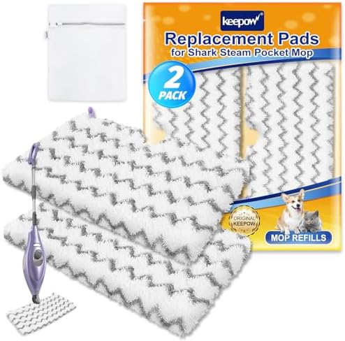 KEEPOW Steam Mop Replacement Microfiber Pads for Shark Models