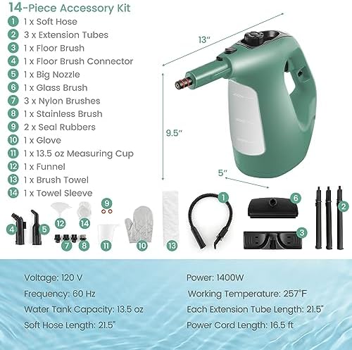 Goplus Multipurpose Handheld Steam Cleaner with 17 Accessories