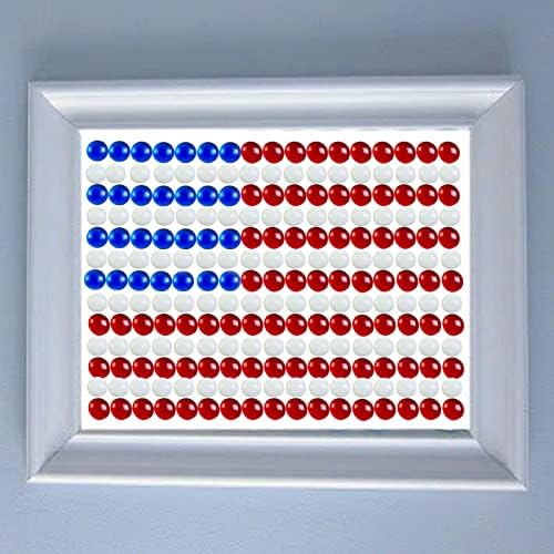 HappyFiller Flat Glass Marbles 1 LB 95 PC White Red Blue