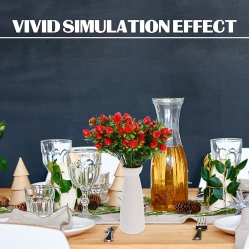 Ciieeo 5pcs Artificial Strawberry Stems for DIY Home Decor