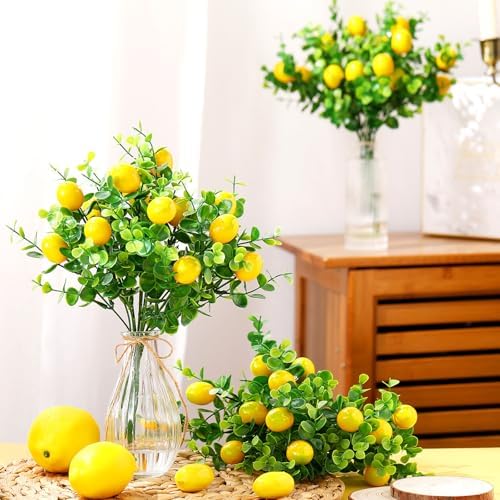 Tigeen 12 Pack Artificial Lemon Branches for Decoration