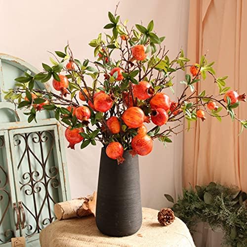 Belupai 3PCS Artificial Pomegranate Flower Stem Red