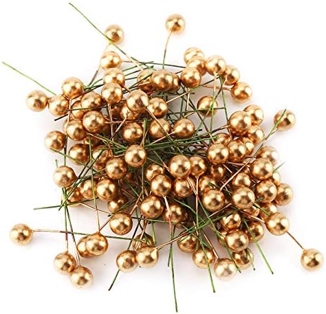 100 pcs Artificial Golden Holly Berry Christmas Decor Hanging Ornaments