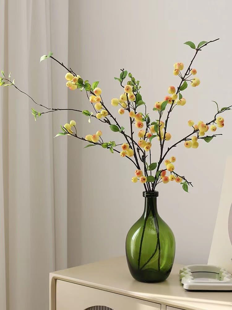 Wnvivi 2pcs 41 Inch Artificial Apple Stems Yellow