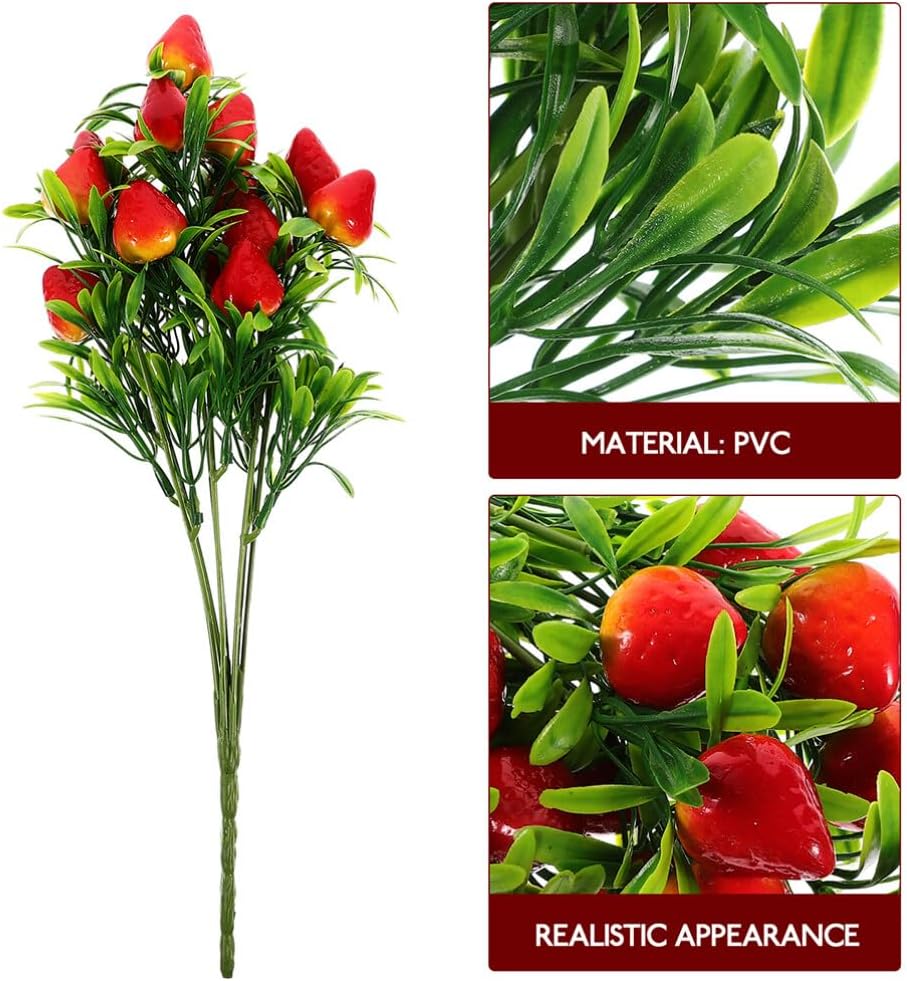 3pcs Artificial Strawberry Branch for Home Wedding Decor