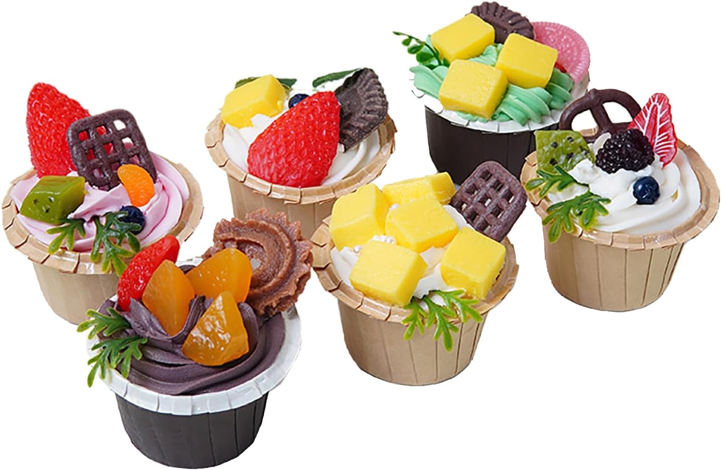 RXMORI 6 Pcs Realistic Artificial Cupcakes Display Props