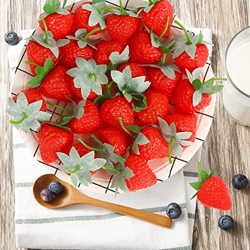 FOIMAS Artificial Strawberries 24pcs Lifelike Home Decor Prop