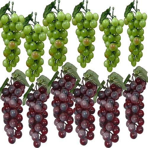 12 Bunches Artificial Grapes for Home Kitchen Decor