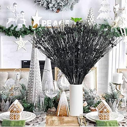 24 Pieces Christmas Glitter Berries Stems for Decor