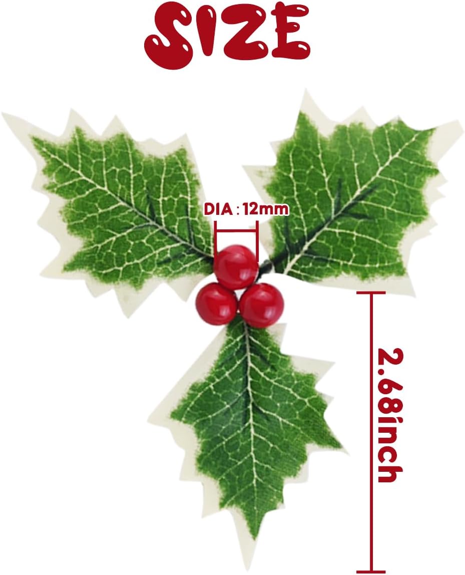 TIHOOD Artificial Holly Berries and Leaves Set Red