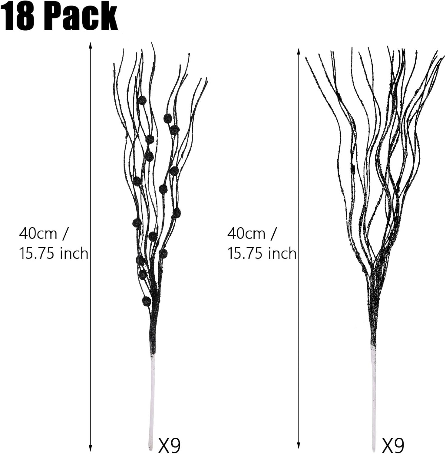 LOAVER 18 Pack Halloween Artificial Glitter Berry Stems