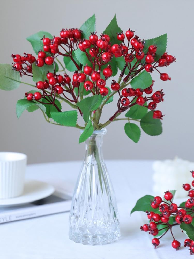 IUIBMI 4 Pcs Artificial Holly Berries for Christmas Decor