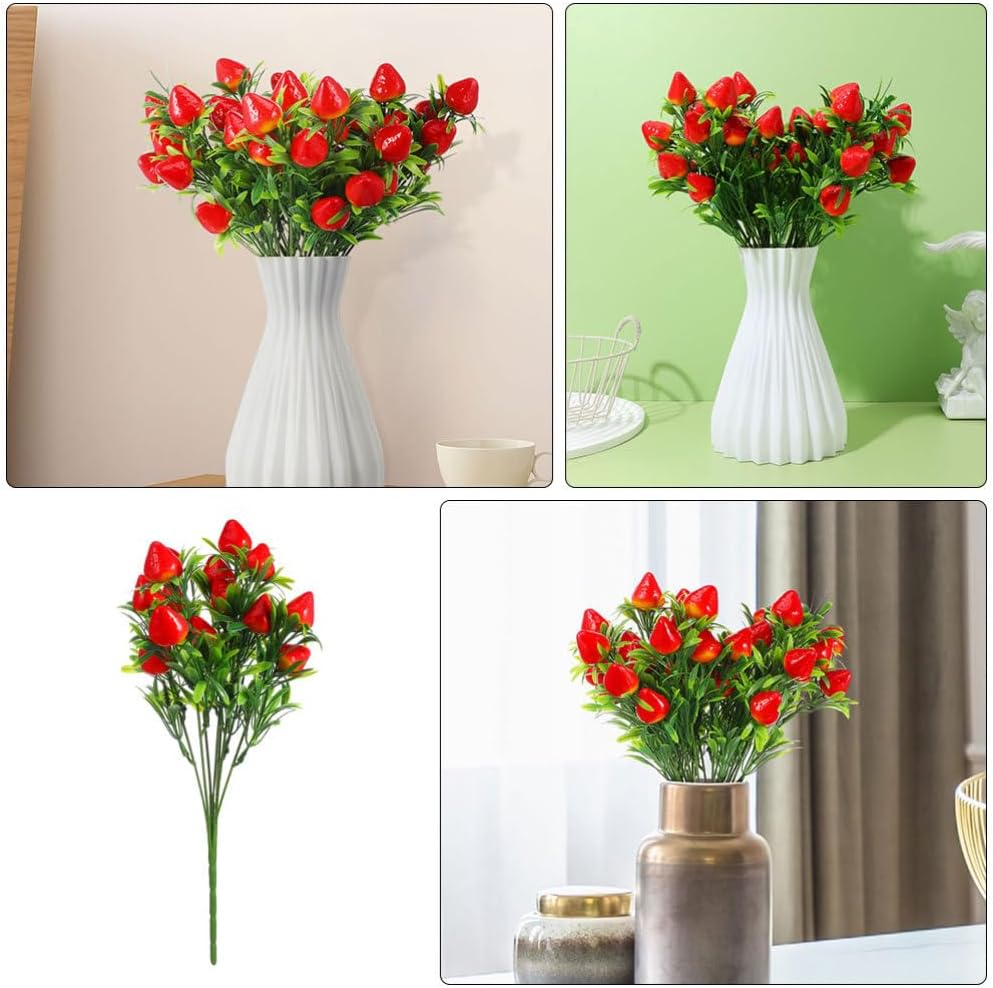 HANABASS Artificial Strawberry Bouquet 6 Picks