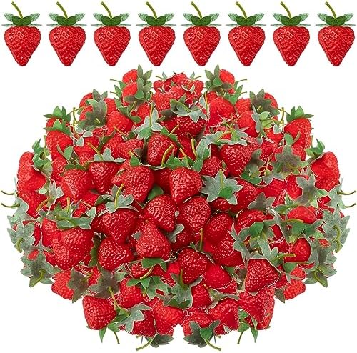 Lyrow 100 Realistic Artificial Strawberries Decor