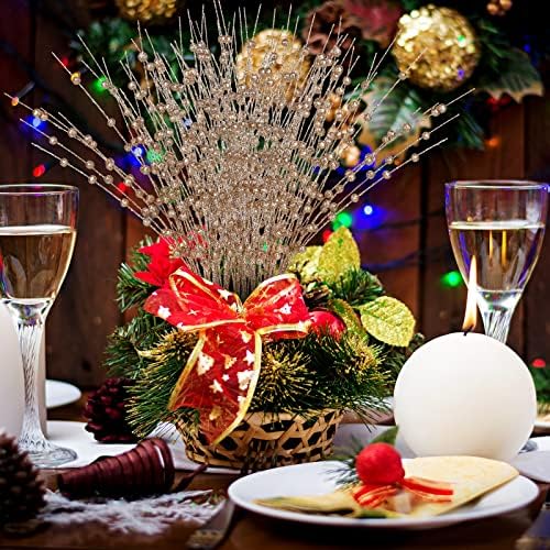 YHNJI 10 Pack Glittery Christmas Berry Stems