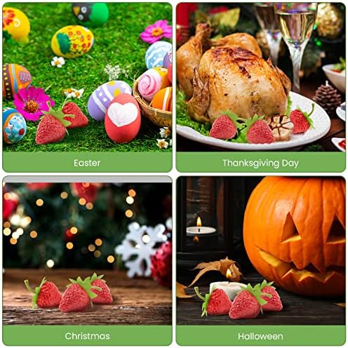 RAYNAG 50Pcs Plastic Fake Strawberries Artificial Fruit Decor