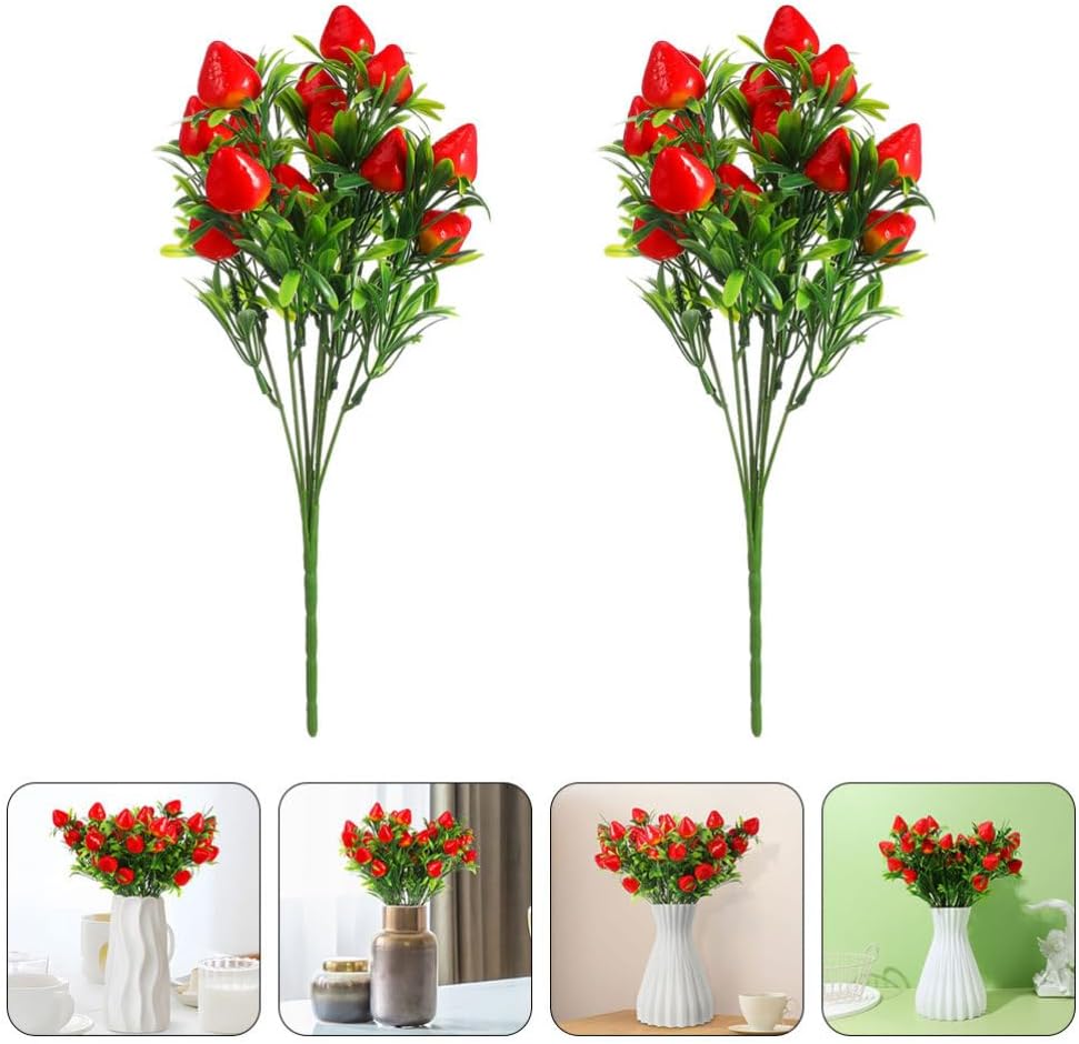 HANABASS Artificial Strawberry Bouquet 6 Picks