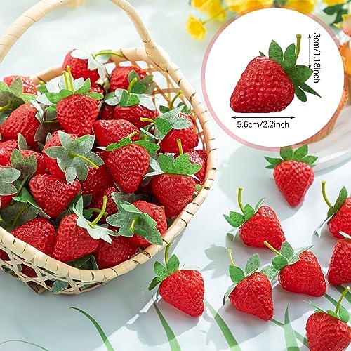 Lyrow 100 Realistic Artificial Strawberries Decor