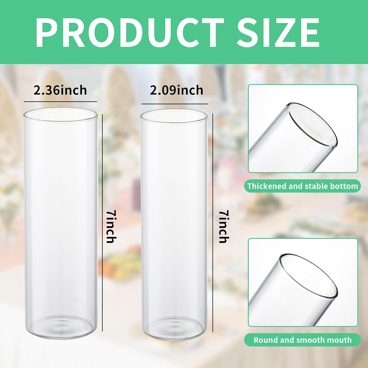 30pcs Clear Glass Cylinder Vases for Centerpieces Wedding Decorations