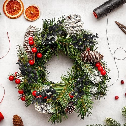 CCINEE 24 Pcs Christmas Black Berry Stems for Decor
