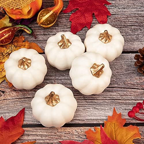 Whaline Artificial White Pumpkins 12Pcs Bulk Fall Decor