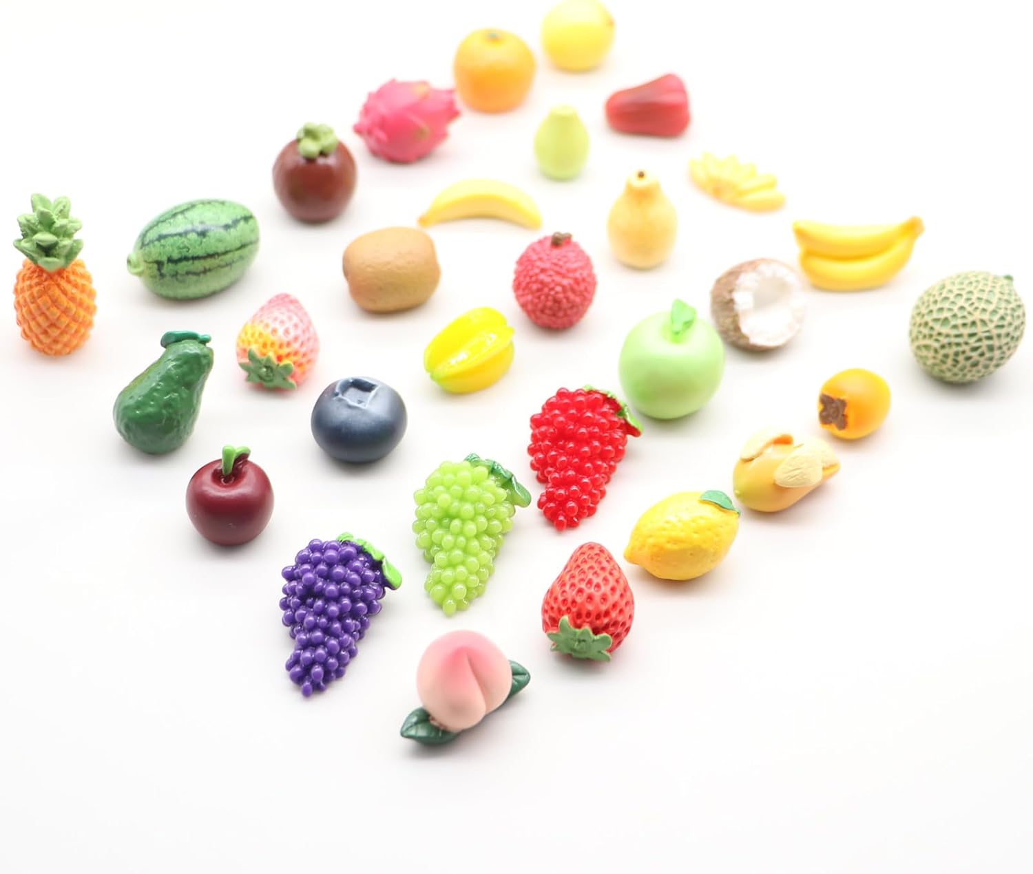 Mini Resin Fruit Decor Set 30PCS Pineapple Lemon Strawberry Peach