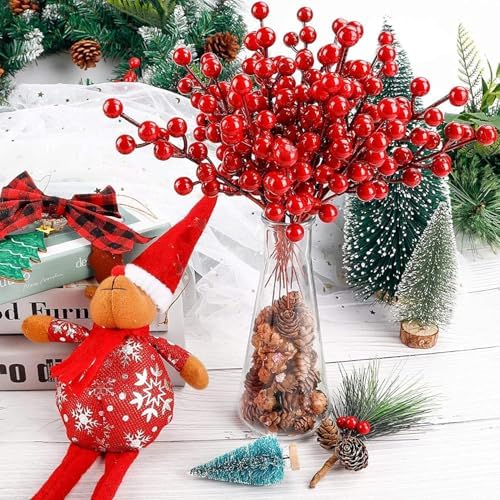 Auelstau 35 Pack Artificial Red Berry Decorations