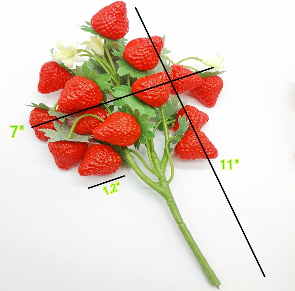 117 Inch Artificial Strawberries Decor 2 Bunches