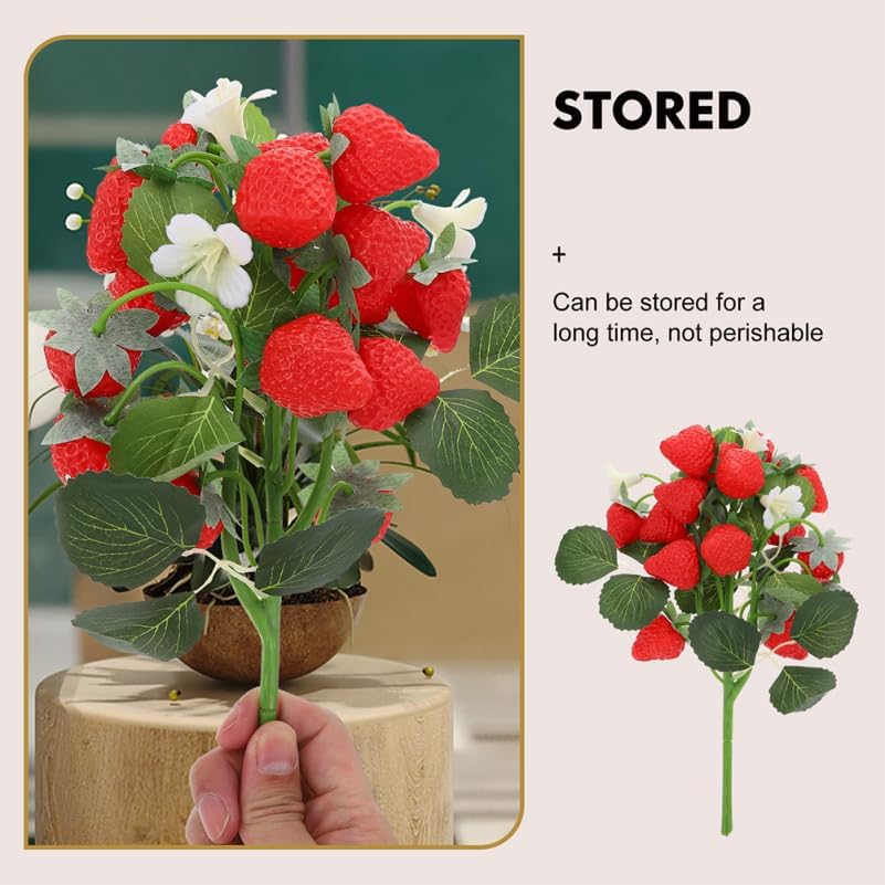 DECHOUS 2Pcs Artificial Strawberry Flower Bouquet