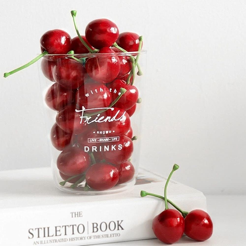 20pcs Realistic Artificial Red Cherries Decor