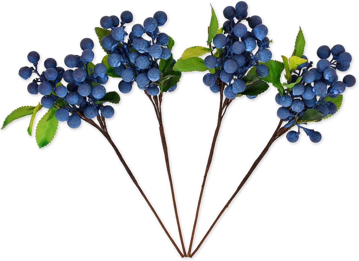 Distinctive Style Artificial Blueberries 4 Piece Lifelike Decor