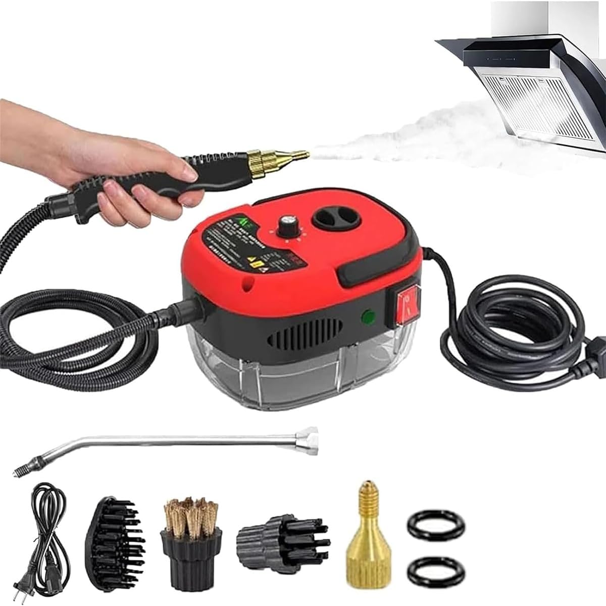 2500W High-Temp Portable Steam Cleaner Red