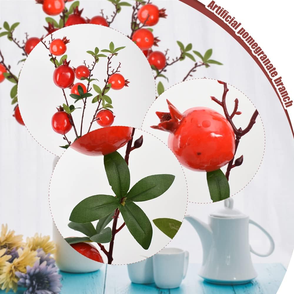 Hagao Artificial Pomegranate Branch for Home Party Decor