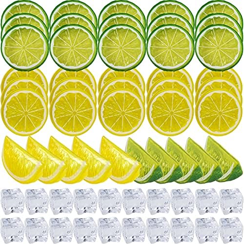 60PCS Artificial Lemon Slices Blocks and Fake Ice Cubes 1