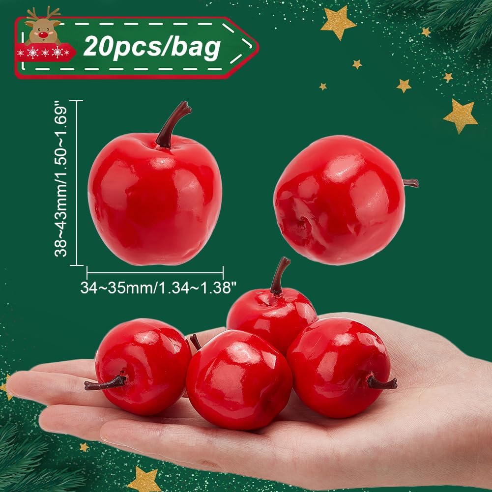 PH PandaHall 20pcs Mini Red Apples Artificial Fruit Decor