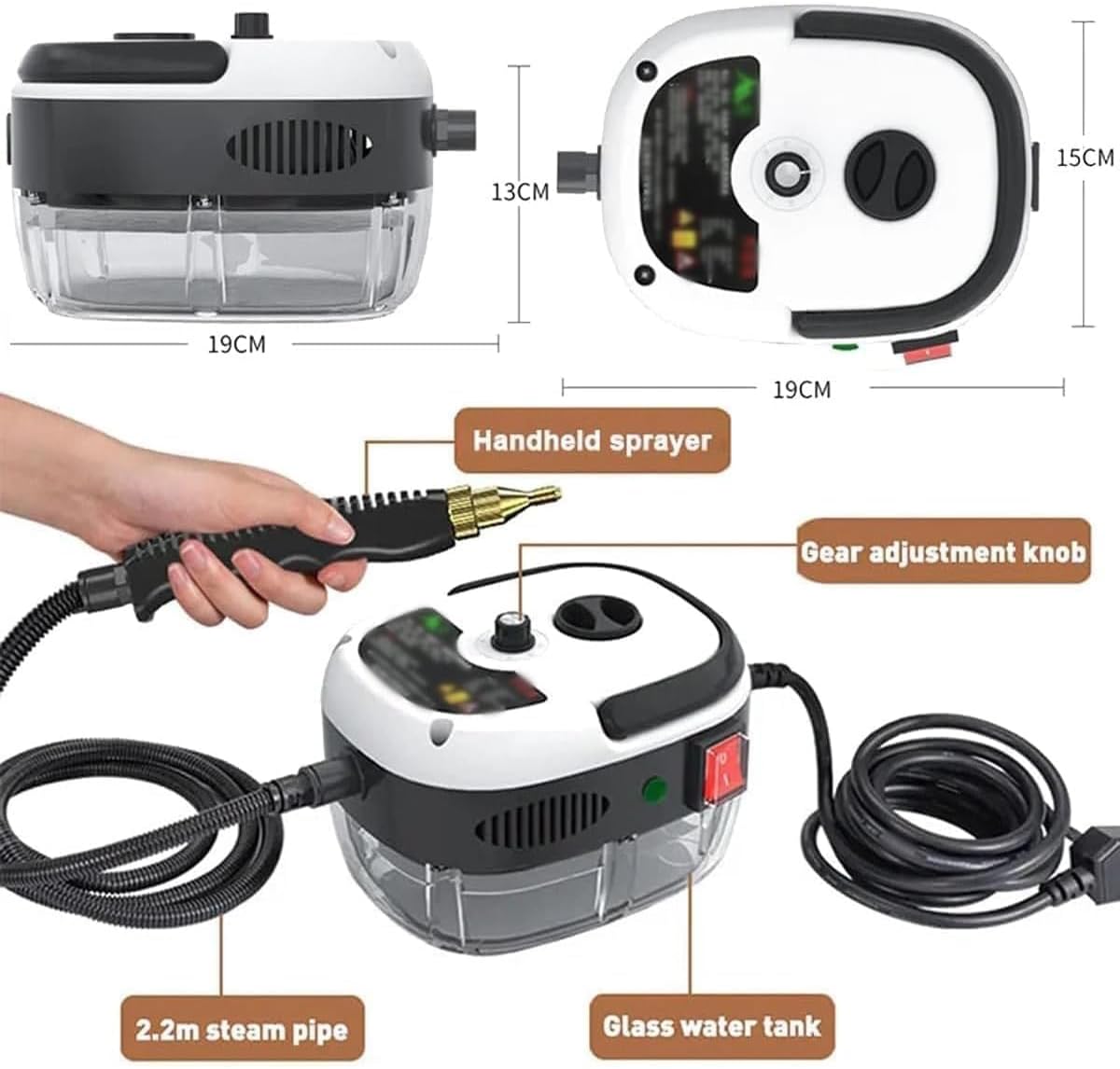 2500W High-Temp Steam Cleaner 10 In 1 Handheld Machine
