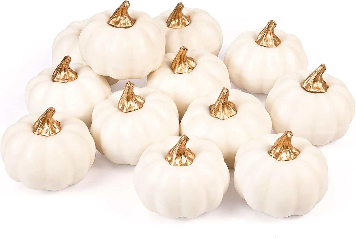 Whaline Artificial White Pumpkins 12Pcs Bulk Fall Decor